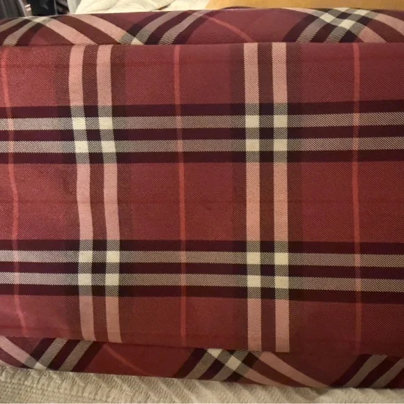 Burberry Red Plaid Nylon Handbag/COA - Picture 6 of 8